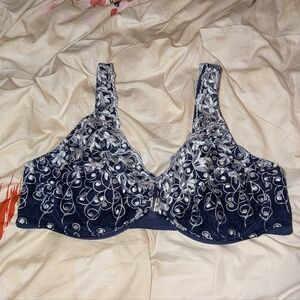 Blue Embroidered Bra
